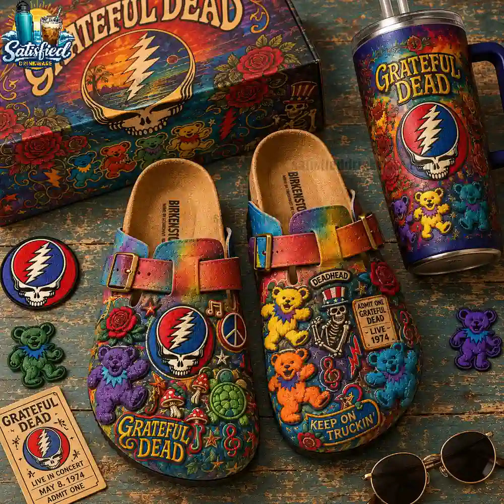 Grateful Dead Steal Your Face 3D Embossed Suede Clogs