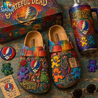 Grateful Dead Steal Your Face 3D Embossed Suede Clogs