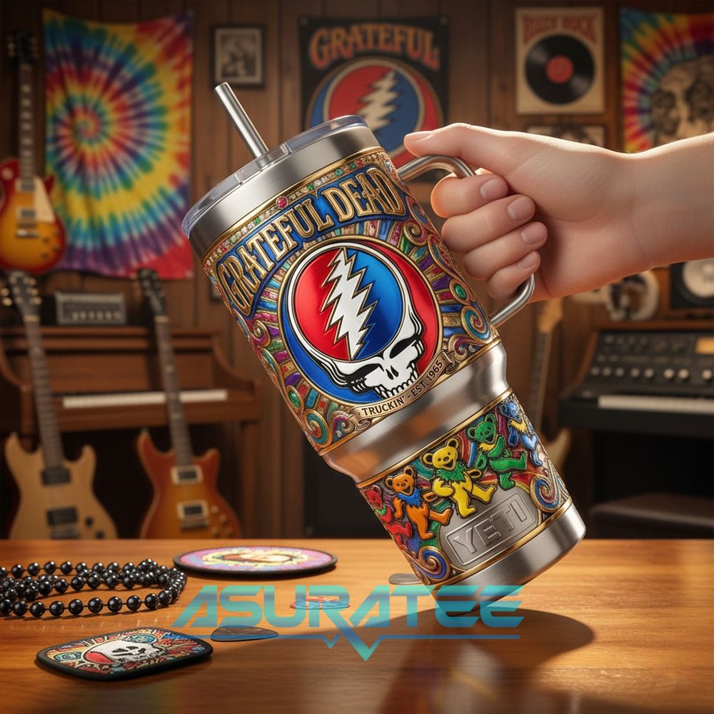Grateful Dead Steal Your Face Right Off Your Head YETI Tumbler