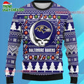 Grateful Dead X Nfl Baltimore Ravens Stealie Logo Ugly Christmas Sweater