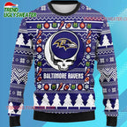 Grateful Dead X Nfl Baltimore Ravens Stealie Logo Ugly Christmas Sweater
