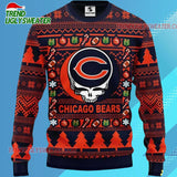 Grateful Dead X Nfl Chicago Bears Stealie Logo Ugly Christmas Sweater