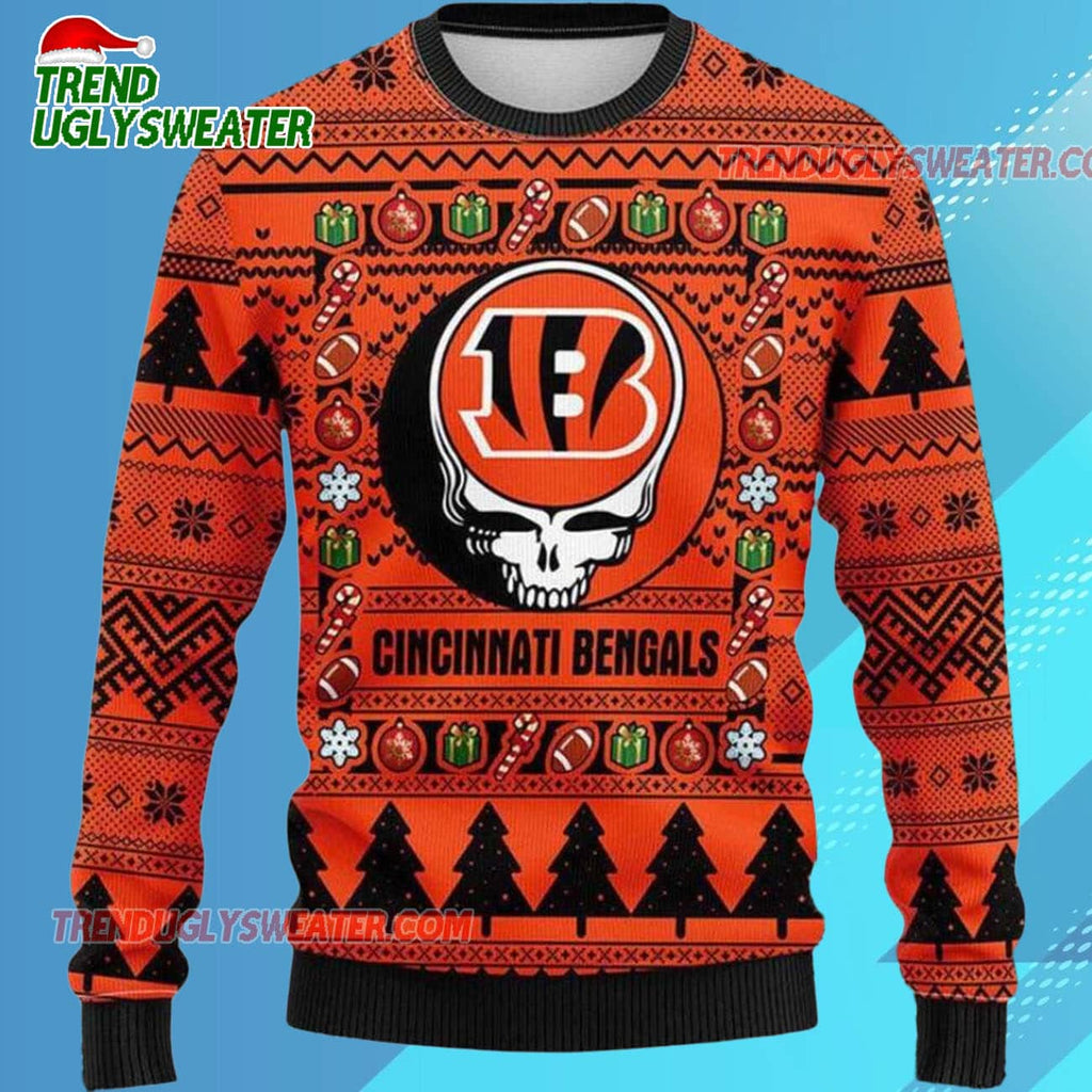 Grateful Dead X Nfl Cincinnati Bengals Stealie Logo Ugly Christmas Sweater