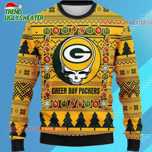 Grateful Dead X Nfl Green Bay Packers Stealie Logo Ugly Christmas Sweater