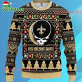 Grateful Dead X Nfl New Orleans Saints Stealie Logo Ugly Christmas Sweater