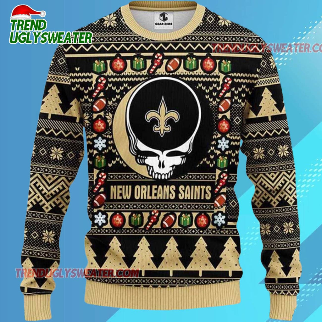 Grateful Dead X Nfl New Orleans Saints Stealie Logo Ugly Christmas Sweater