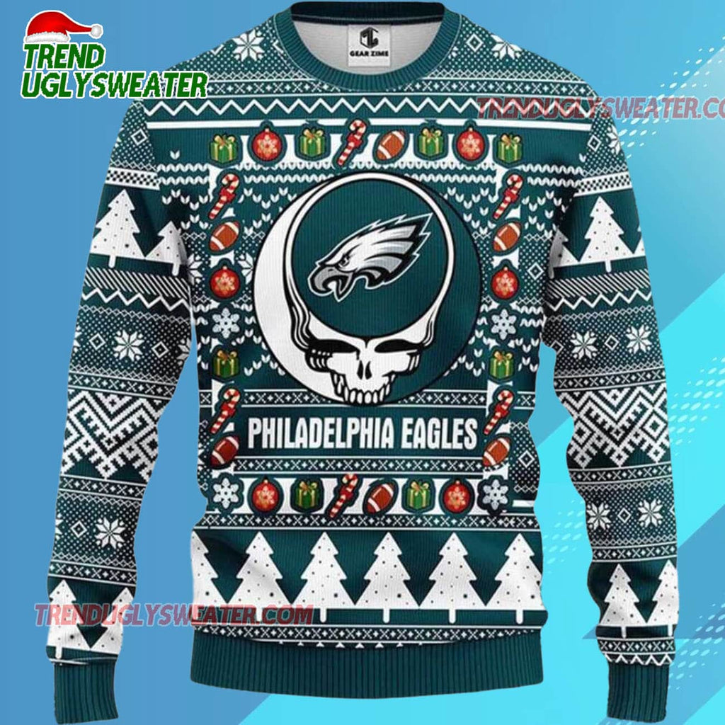 Grateful Dead X Nfl Philadelphia Eagles Stealie Logo Ugly Christmas Sweater