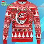 Grateful Dead X Nhl Carolina Hurricanes Stealie Logo Ugly Christmas Sweater