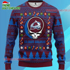 Grateful Dead X Nhl Colorado Avalanche Stealie Logo Ugly Christmas Sweater