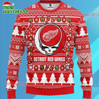 Grateful Dead X Nhl Detroit Red Wings Stealie Logo Ugly Christmas Sweater