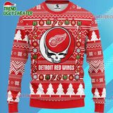 Grateful Dead X Nhl Detroit Red Wings Stealie Logo Ugly Christmas Sweater