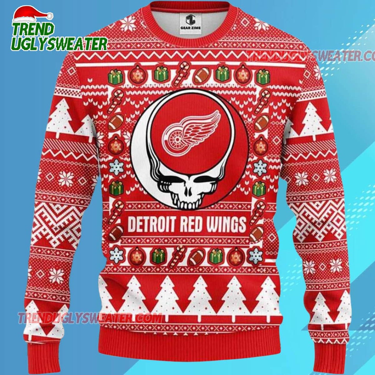 Grateful Dead X Nhl Detroit Red Wings Stealie Logo Ugly Christmas Sweater