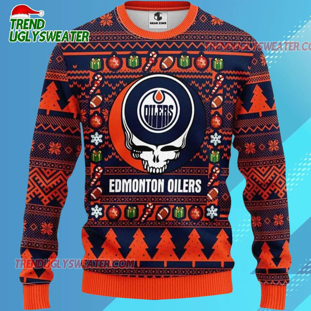 Grateful Dead X Nhl Edmonton Oilers Stealie Logo Ugly Christmas Sweater
