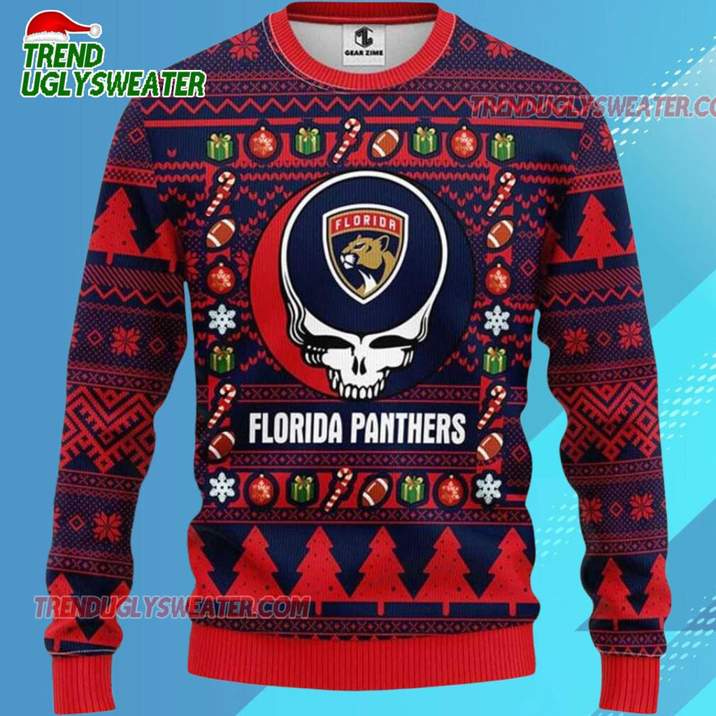 Grateful Dead X Nhl Florida Panthers Stealie Logo Ugly Christmas Sweater