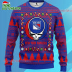 Grateful Dead X Nhl New York Rangers Stealie Logo Ugly Christmas Sweater