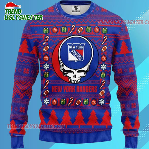 Grateful Dead X Nhl New York Rangers Stealie Logo Ugly Christmas Sweater