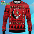 Grateful Dead X Nhl Ottawa Senators Stealie Logo Ugly Christmas Sweater