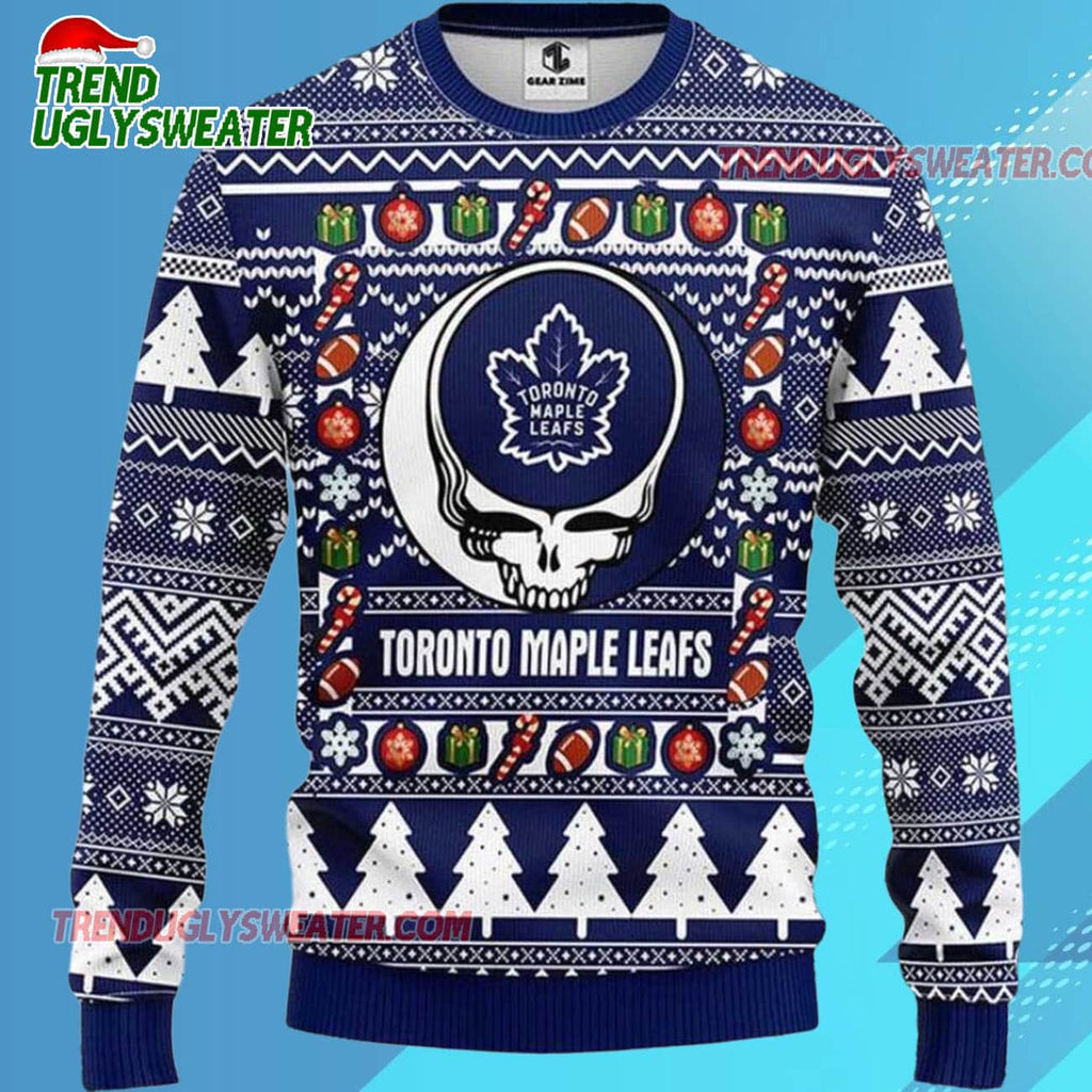 Grateful Dead X Nhl Toronto Maple Leafs Stealie Logo Ugly Christmas Sweater