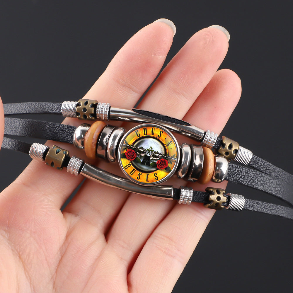 Guns N' Roses Braided Multilayer Punk Leather Bracelet – MAITMDROP113