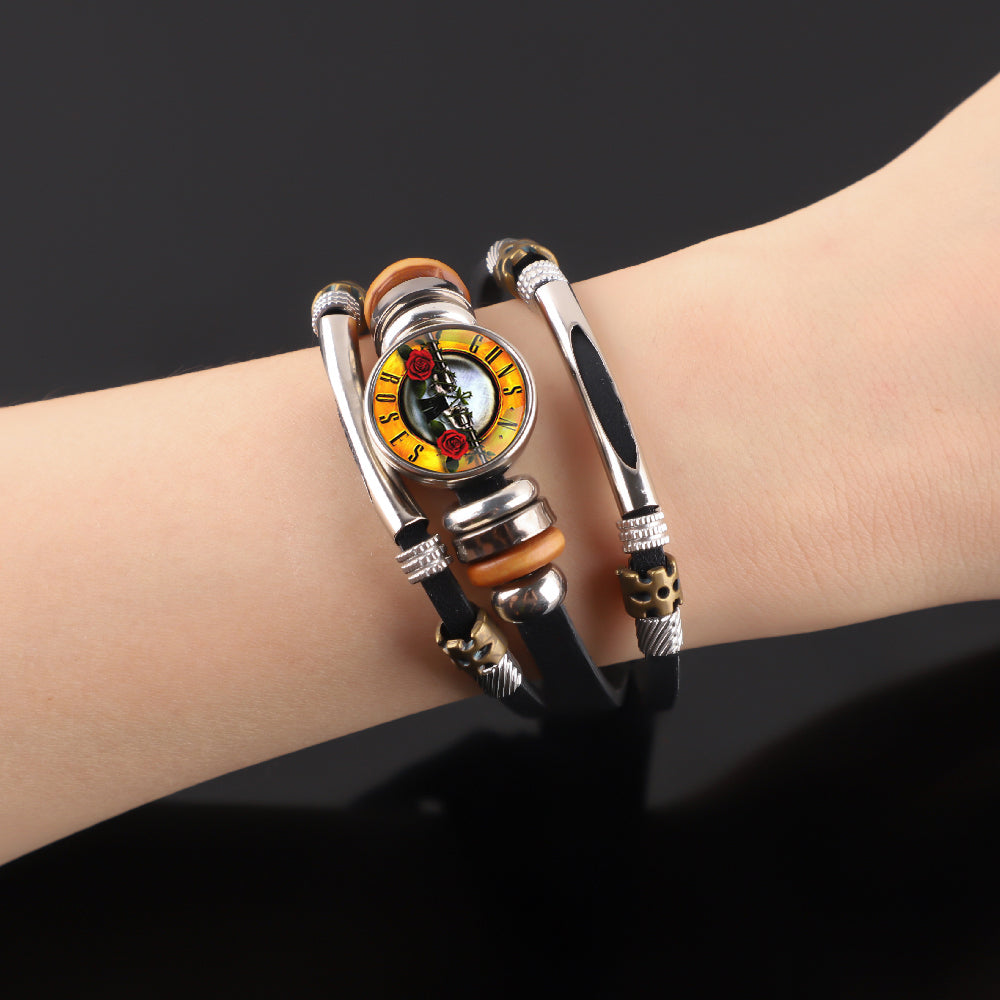 Guns N' Roses Braided Multilayer Punk Leather Bracelet – MAITMDROP113