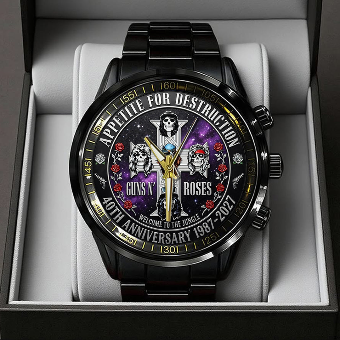 Guns N' Roses 40th Anniversary Black Stainless Steel Watch – TANTN21629