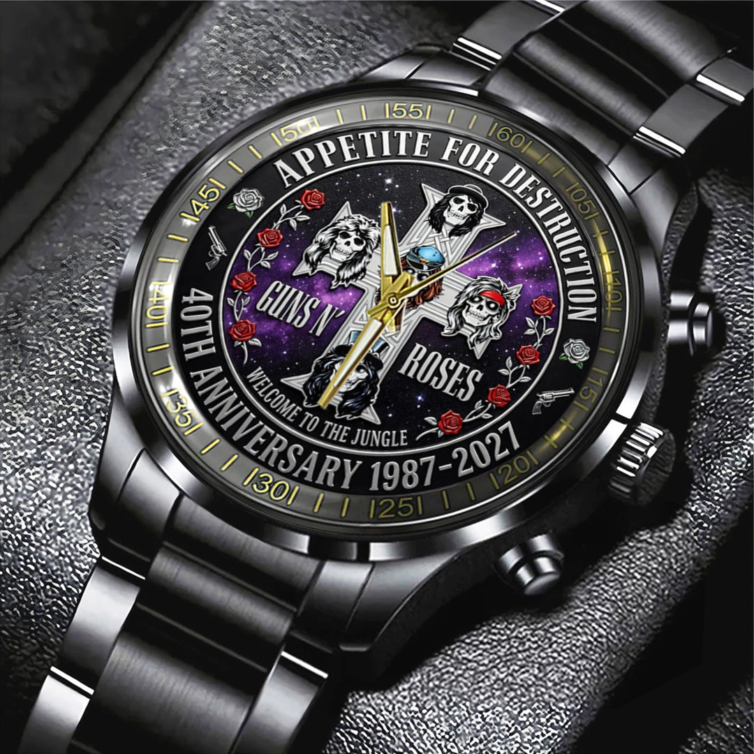 Guns N' Roses 40th Anniversary Black Stainless Steel Watch – TANTN21629