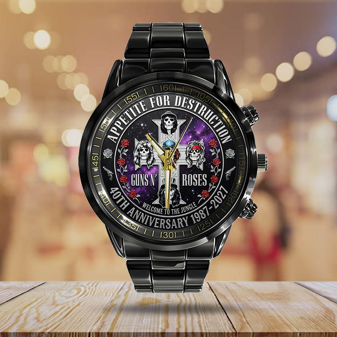 Guns N' Roses 40th Anniversary Black Stainless Steel Watch – TANTN21629