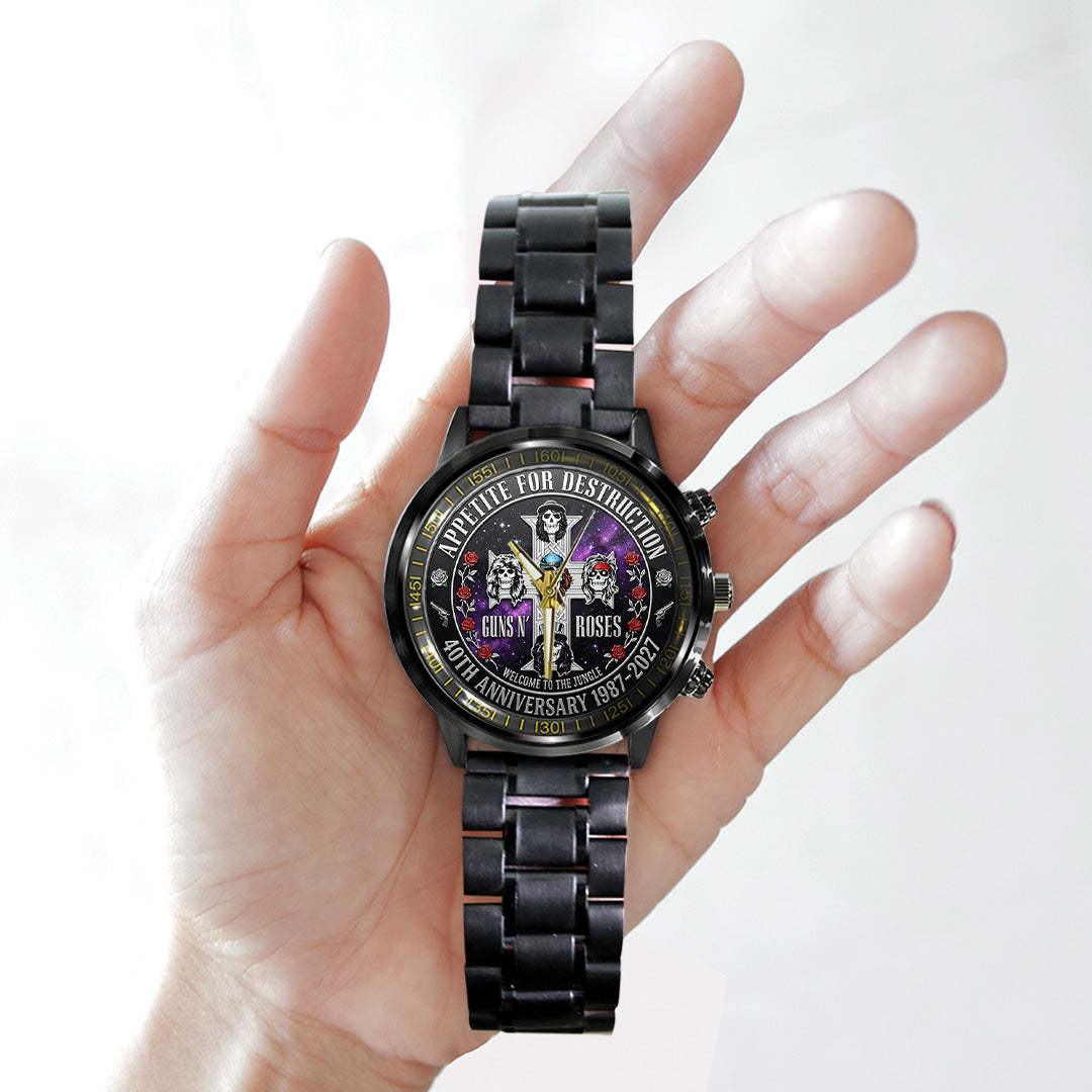 Guns N' Roses 40th Anniversary Black Stainless Steel Watch – TANTN21629