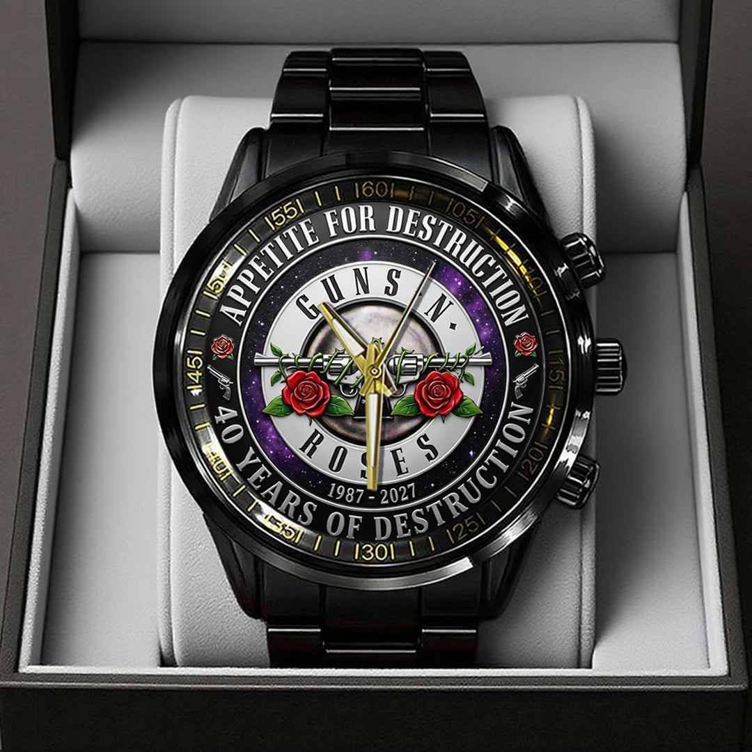 Guns N' Roses 40th Anniversary Black Stainless Steel Watch – TANTN21631