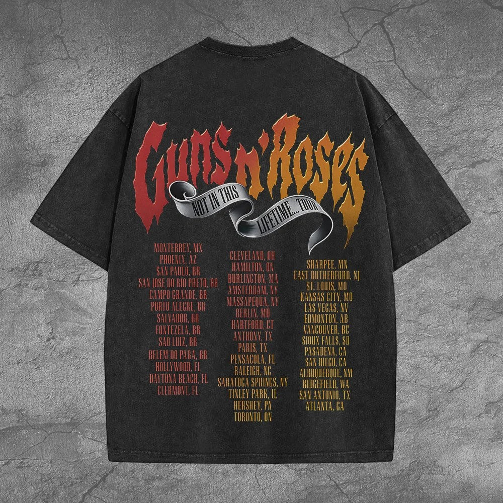 Guns N' Roses Tour 2026 2D Acid Washed Cotton T-Shirt – TANTN25381