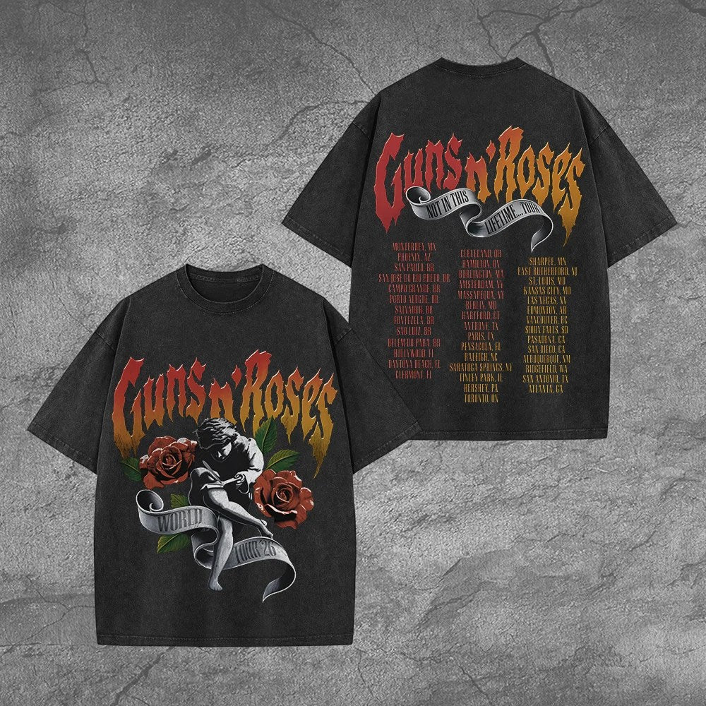 Guns N' Roses Tour 2026 2D Acid Washed Cotton T-Shirt – TANTN25381