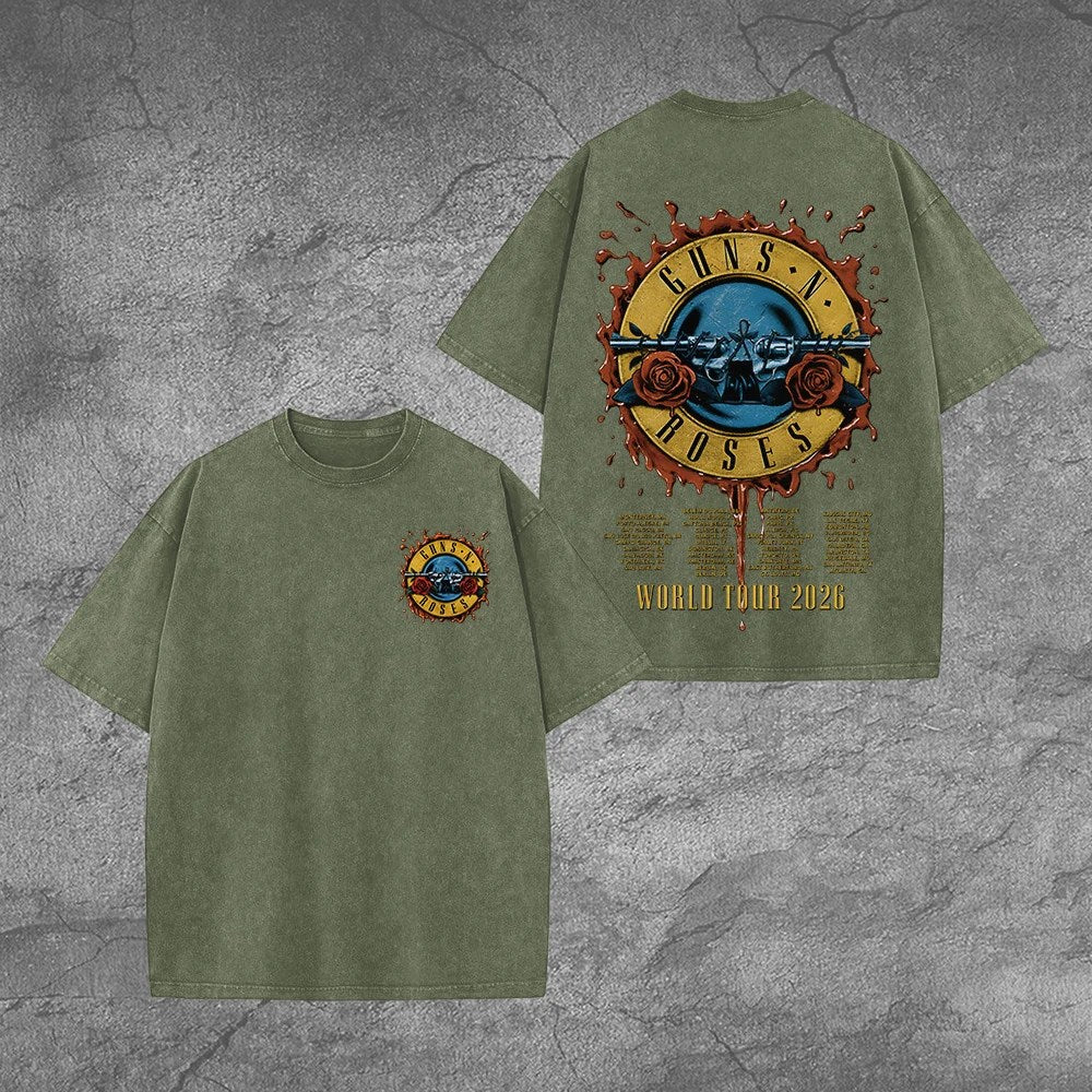 Guns N' Roses Tour 2026 2D Acid Washed Cotton T-Shirt – TANTN25384