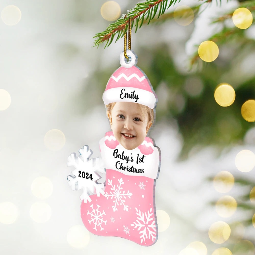 Custom Photo Baby’s 1st Christmas - Personalized Cutout Acrylic Ornament