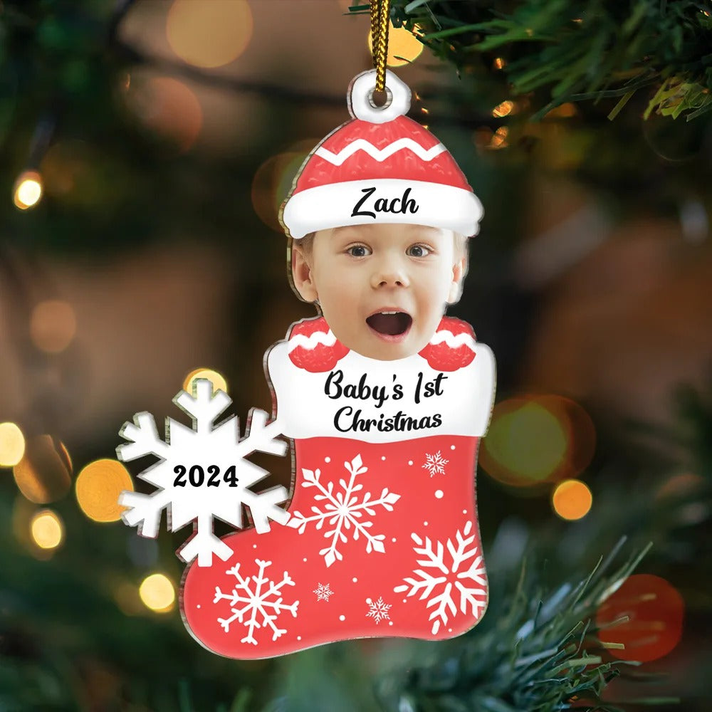 Custom Photo Baby’s 1st Christmas - Personalized Cutout Acrylic Ornament