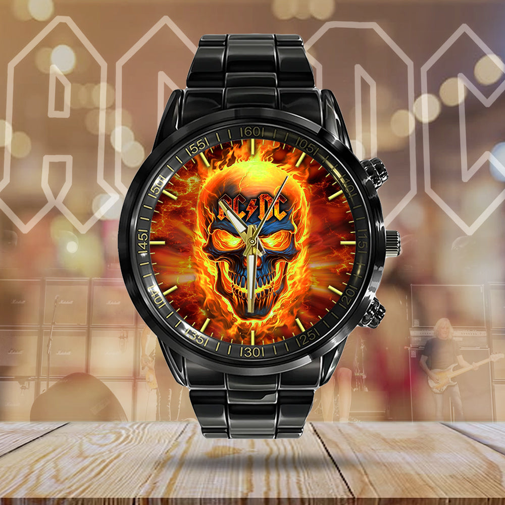 AC/DC Black Stainless Steel Watch – HUANNM 4890