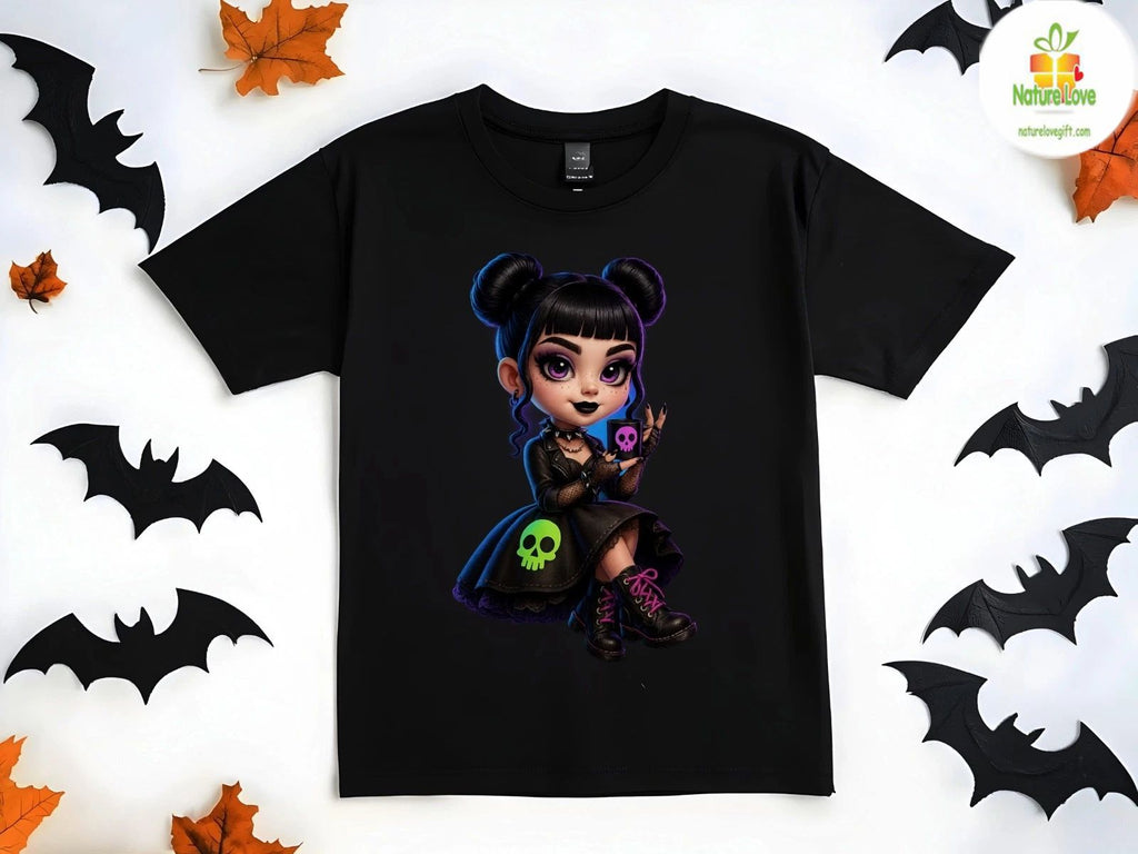 Gothic Girl Halloween Tshirt Cute Chibi Skull Coffee Mug Goth Tee