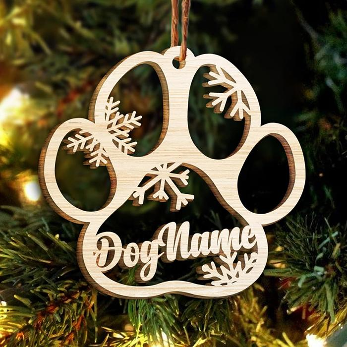 Happy Christmas With Fur Babies Dog/Cat - Wooden Ornament - Christmas Gift For Dog Lovers, Cat Lovers, Pet Lovers