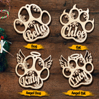 Happy Christmas With Fur Babies Dog/Cat - Wooden Ornament - Christmas Gift For Dog Lovers, Cat Lovers, Pet Lovers