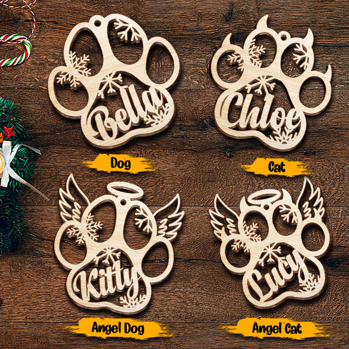 Happy Christmas With Fur Babies Dog/Cat - Wooden Ornament - Christmas Gift For Dog Lovers, Cat Lovers, Pet Lovers
