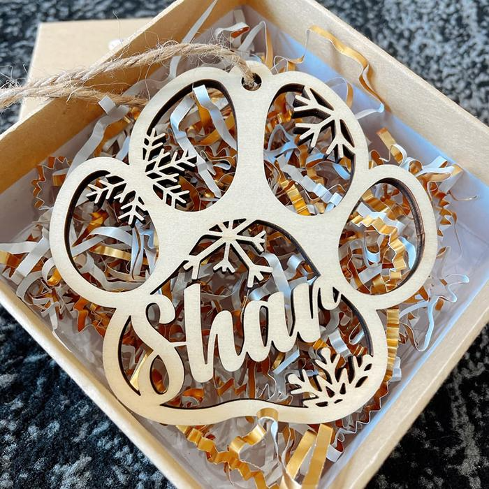 Happy Christmas With Fur Babies Dog/Cat - Wooden Ornament - Christmas Gift For Dog Lovers, Cat Lovers, Pet Lovers