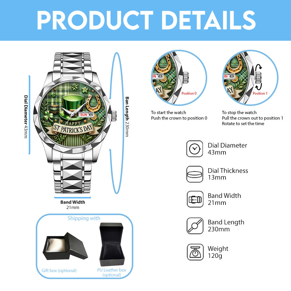 Happy St. Patrick's Day Alloy Luxury Quartz Watch – TANTN20187