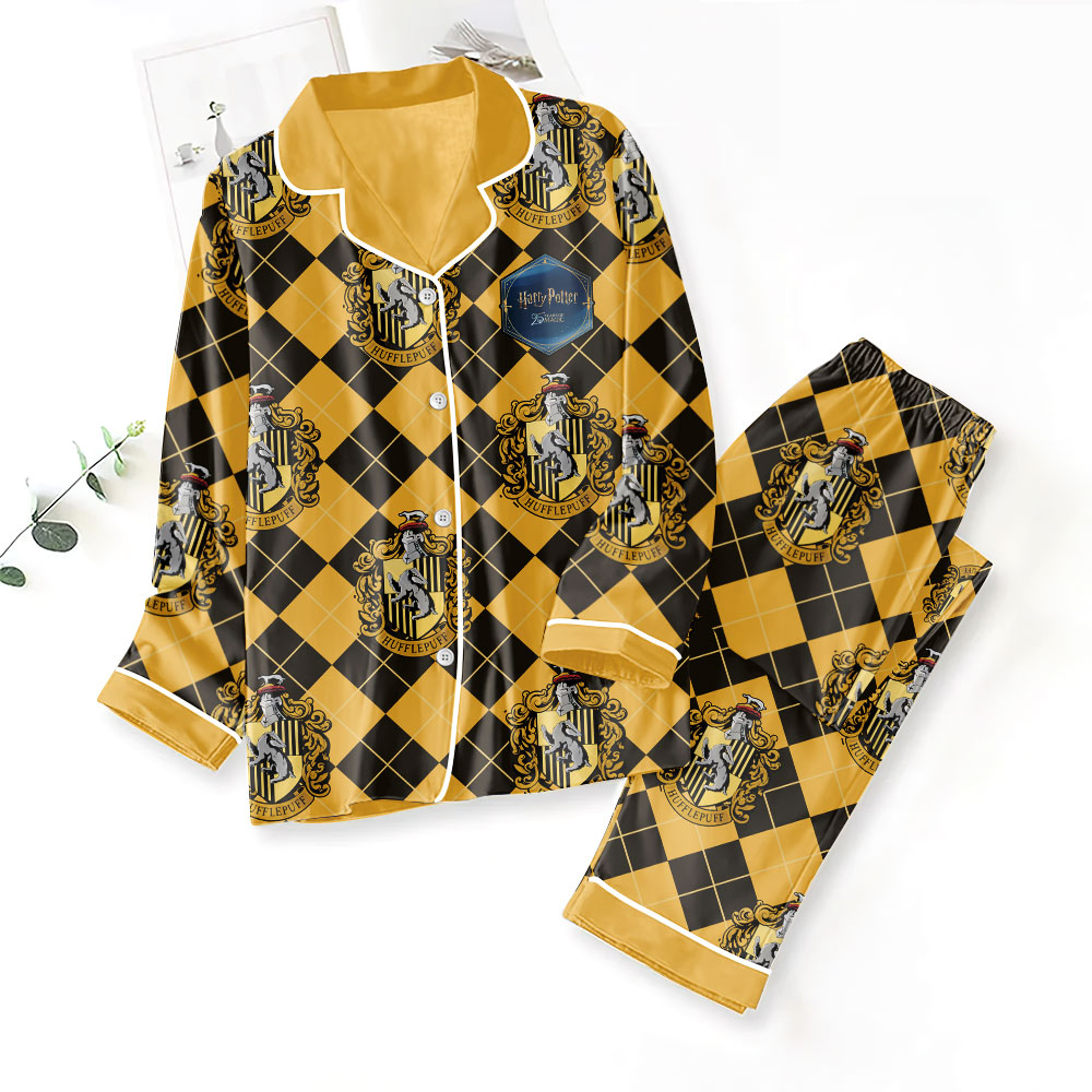 Harry Potter X Hufflepuff Satin Pajama Set with Piping – TMTHU7239