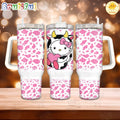 Hello Kitty Cowprint Sanrio Cartoon Tumbler, Hello Kitty Tumbler, Hello Kitty Tumbler Stanley 40oz