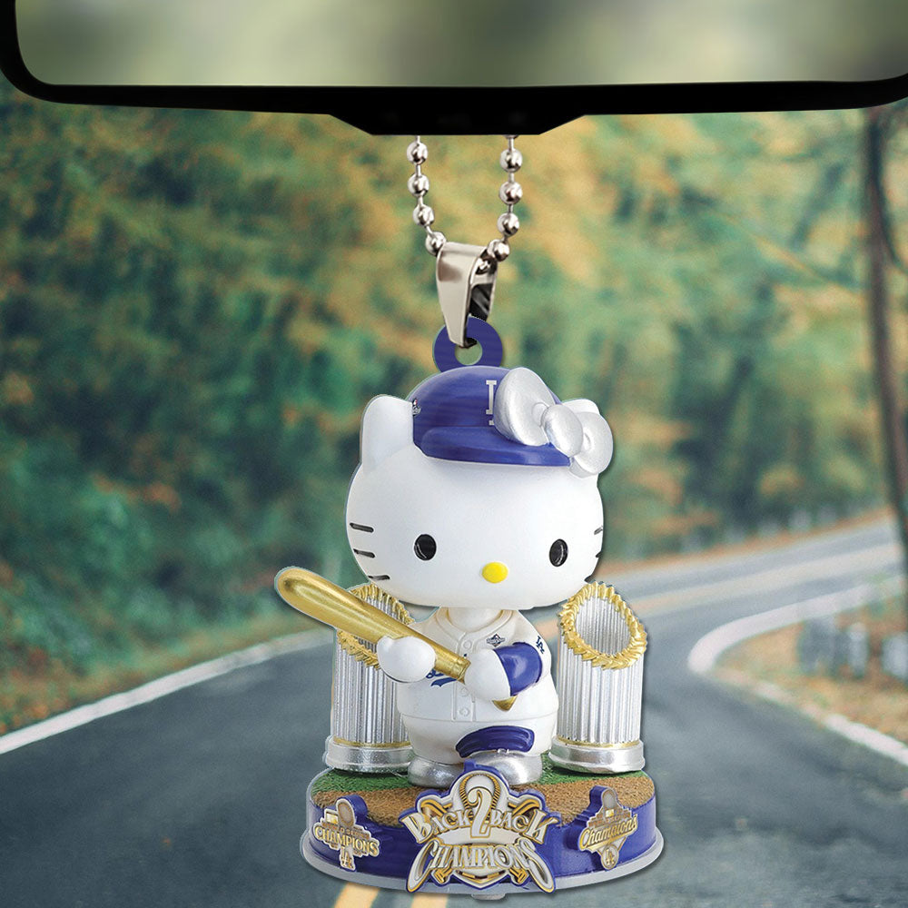 Hello Kitty x Los Angeles Dodgers Champions Custom shape 2-sided Acrylic Car Ornament – TMTHU2101