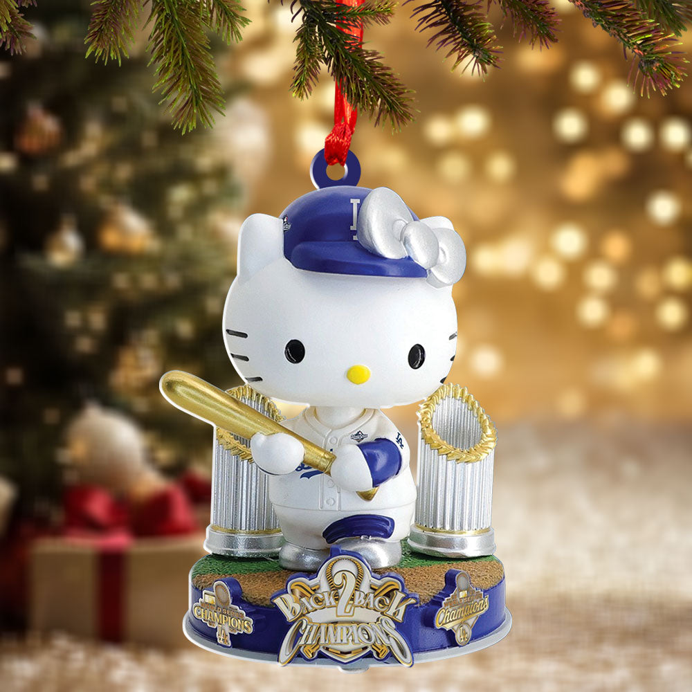Hello Kitty x Los Angeles Dodgers Champions Custom Shape 2-sided Acrylic Ornament – TMTHU1859