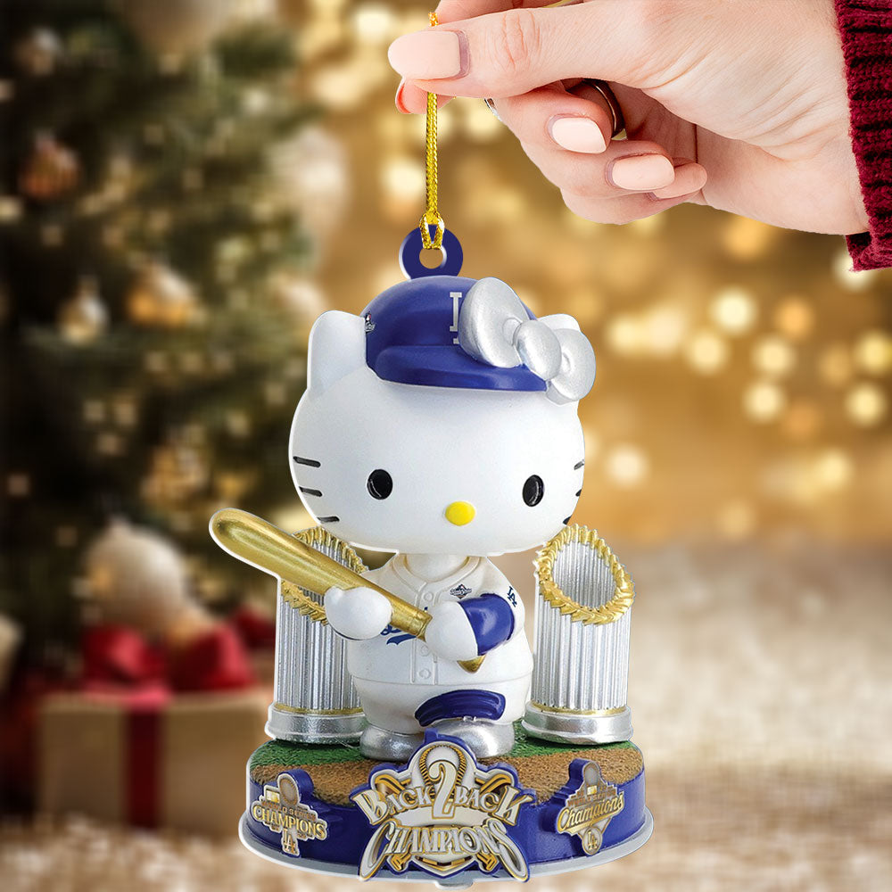 Hello Kitty x Los Angeles Dodgers Champions Custom Shape 2-sided Acrylic Ornament – TMTHU1859
