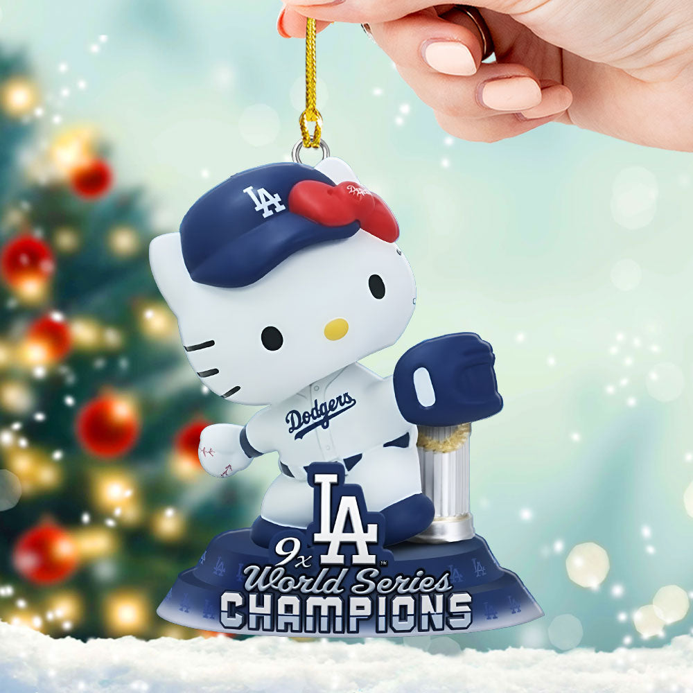 Hello Kitty x Los Angeles Dodgers Champions Custom Shape 2-sided Acrylic Ornament – TMTHU2666
