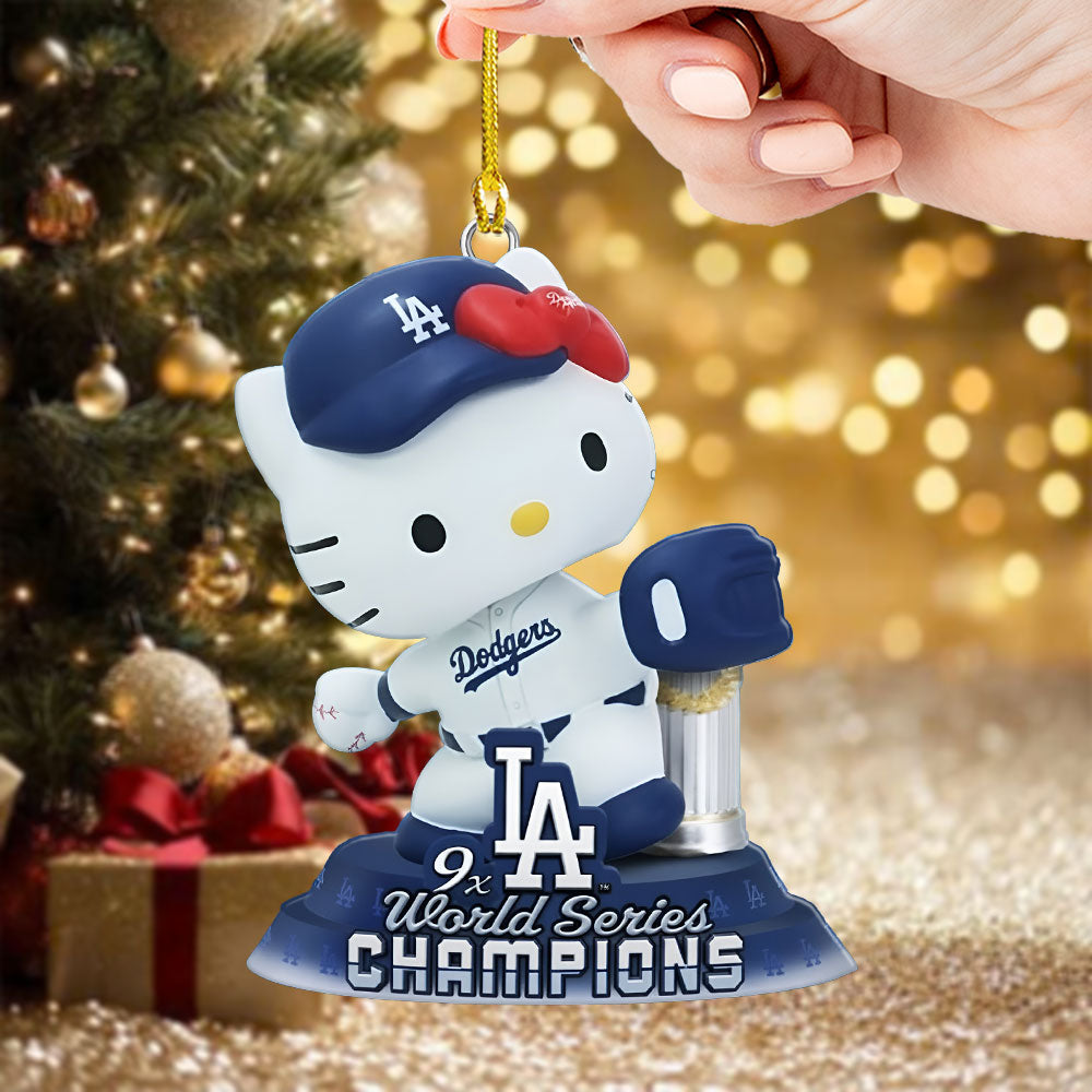 Hello Kitty x Los Angeles Dodgers Champions Custom Shape 2-sided Acrylic Ornament – TMTHU2666