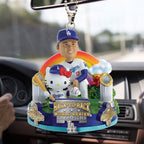 Hello Kitty x Shohei Ohtani x Los Angeles Dodgers Custom shape 2-sided Acrylic Car Ornament – TMTHU3708