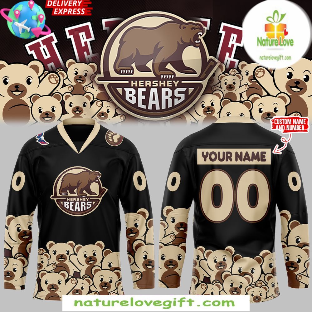Hershey Bears Black Hockey Jersey Christmas Holiday Special